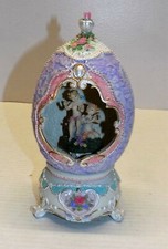 Decorative  Egg Shaped Music Box Porcelain  7,5 Inch Tall