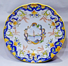 Desvres Petit Plat Earthenware Late 19th Century Boat & Lambrequins