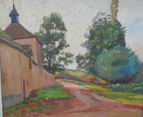 Ancienne huile sur panneau - , l
