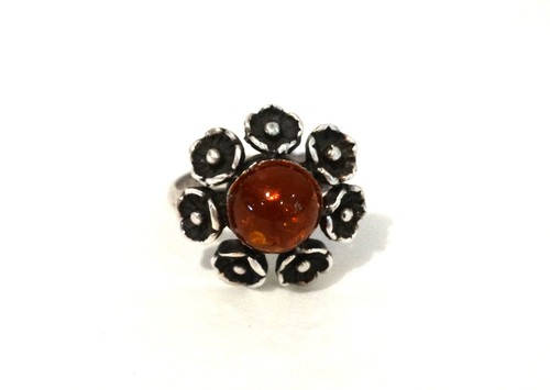 Bague fleur ambre - bague, en