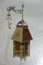 ESTAMPE ORIGINALE 1900 lutrin gothique Barcelone  F.Seix Ebanista Moderno