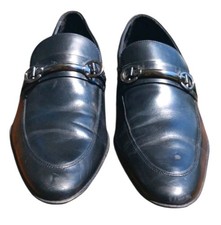 Zara Man Leather Mocassin Loafers, 8, Black.