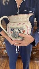Massive Staffordshire Sunderland Lustre Jug 1830 French & British Soldiers RARE 