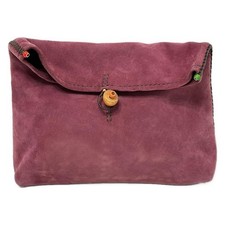 Auth HENRY CUIR - Pink Suede Clutch Bag
