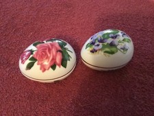 Danbury Mint Porcelain Ceramic Egg Trinket Boxes