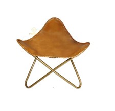 Pouf De Repos Pour Pieds En Cuir Véritable - Pouf Papillon En Cuir