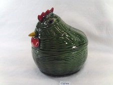 Antique covered pot, chicken-shaped earthenware (ref CU11)