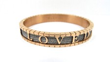 Charriol Forever " LOVED " Bangle Bracelet 04-102-1139-17L ~ Rose Gold ~ Size L