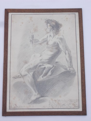 Dessin ancien homme - dessin, nu