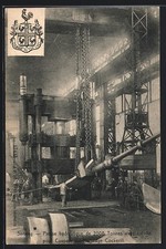 Old postcard Seraing, 2000 ton hydraulic press with cap for Dome au Mar 