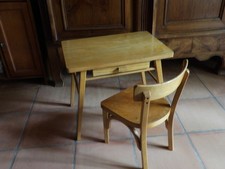 Old small wooden children's desk, Baumann, with chair, 1950