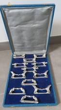 12 Art Deco Benjamin Rabier Animal Knife Holder in Silver Metal Case