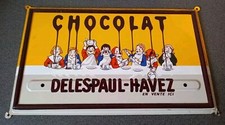 Vintage Plaque Porte Torchons Chocolat Delespaul-Havez (En Vente Ici) 30 X 18 Cm