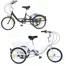 Tricycle Adulte Vélo à 3 Roues 8 Vitesses Panier De Course Arrière Bicyclette FR