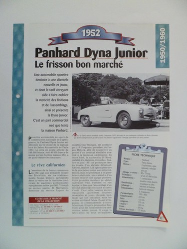 Carte fiche auto panhard - carte,