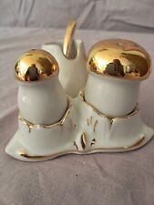 Antique Porcelain Mushroom Mustard, Salt and Pepper