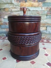 Grand Pot à Tabac en Bois D'acajou Ancien , Tabatière...