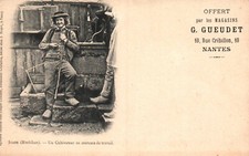 Old postcard 29 - SCAER (Finistère) - A cultivator in work costume - Pub Gueudet