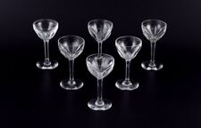 Val St. Lambert, Belgium.  Set of six Art Deco liqueur glasses in crystal.