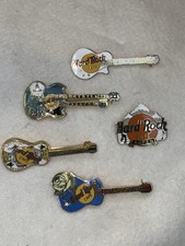 Lot of 5 HARD ROCK CAFE GUITAR Pins ASPEN MYRTLE BEACH SAN ANTONIO LAS VEGAS
