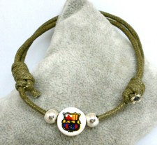 2 Bracelets " Barcelona Club " Breloque En Céramique En Fil Vert Militaire