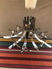 Lustre Suspension Design Métal Chromé Années 70 Vintage #D073