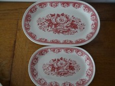 2 Oval Earthenware Dishes by Villeroy and Boch Balmoral Model Pink Mint