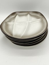 6 assiettes à fondue vintage faïence de Salins France modèle Beaune Repas Équili