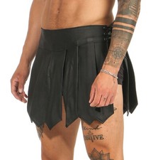 XS-3XL Gladiateur Jupe Kilt Cuir Véritable Laçage Latéral A Légionnaire Gay-Wear