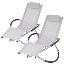 2x Chaise longue géométrique jardin patio pliable chaise relaxation gris clair