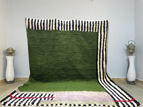 Tapis marocain vert fait main