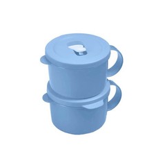 Tupperware Crystalwave Plus Microwave Safe Soup Mugs 2 Blue  New