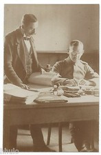 BM584 Vintage Photo Card RPPC Card Man Office Mustache Secretary