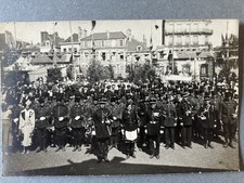 Old postcard photo fanfare hunters BCA or BCP horn hunting canteen? 1930s
