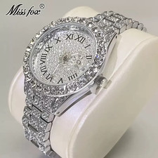 Hip Hop Luxury Ice out Women's Watch Iced King Bling Silver Cz Diamond Best Gift