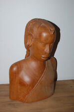 Statue buste homme en bois sculpté 29 cm