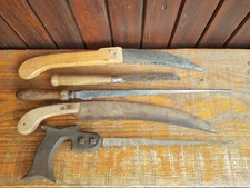 Lot ancien outil jardinage scie main pliante coupe branche jardinier ancien 