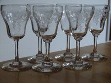 VAL SAINT LAMBERT 6 ANCIENS VERRES APERITIF CRISTAL  PANTOGRAPHIE 4418 ht 10 cm