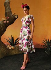 Floral Dress Frida Kahlo Botanical Printed Butterfly Print Ruffle Size 12 M New
