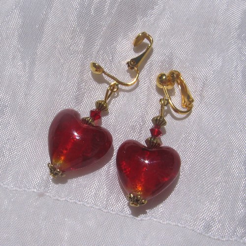 Clips boucles oreilles rouge - d'oreilles,