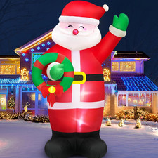 Père Noël Gonflable 2,4m avec Lumières LED, Décoration Extérieure Noël Jardin