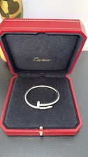AUTH CARTIER JUSTE UN CLOU NAIL BRACELET 18K White gold, diamonds (size 15)