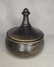 Jean Marais Large Ceramic Box, Vallauris Flamed Brown Stoneware 
