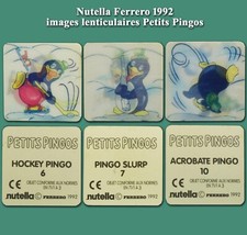 Nutella Ferrero 1992, 3 images lenticulaires Petits Pingos n° 6, 7 et 10
