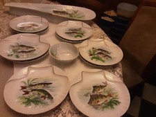 SERVICE A POISSON PORCELAINE FRANCE J ET Cie MODELE COQUILLAGE
