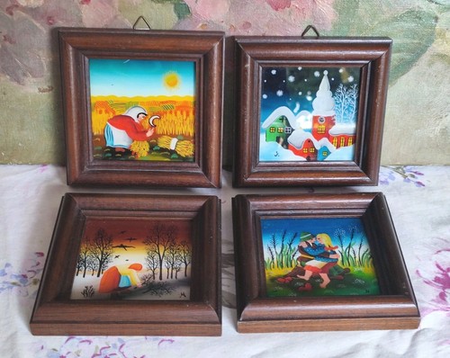 Anciens petits cadres peints - anciens,