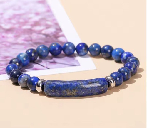 Bracelet perles lapis - de,