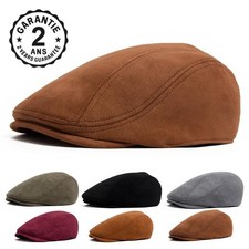 Casquette Béret Homme Suédine Style Britannique Vintage Automne Hiver Chaud BCBG