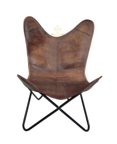 Vintage cuir papillon chaise - cuir,
