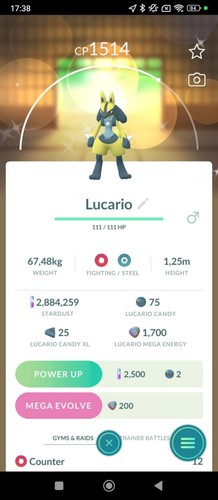Lucario shiny chromatique - shiny,